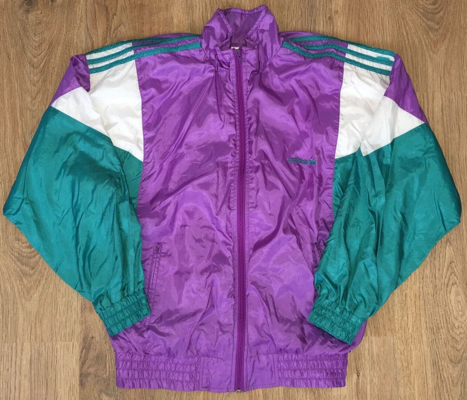 gitaar Elektricien probleem Adidas mens vintage 90s Purple Green Nylon Track Tracksuit Top Jacket size  S | eBay