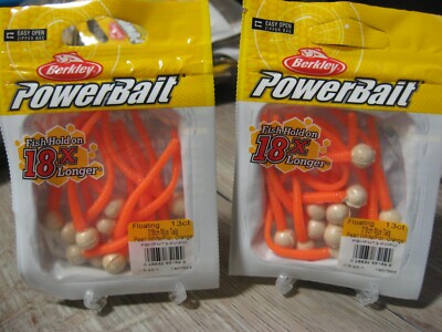 2 Packs Berkley 3'' Floating Mice Tails Soft Fishing Bait Pearl White Flor Orange