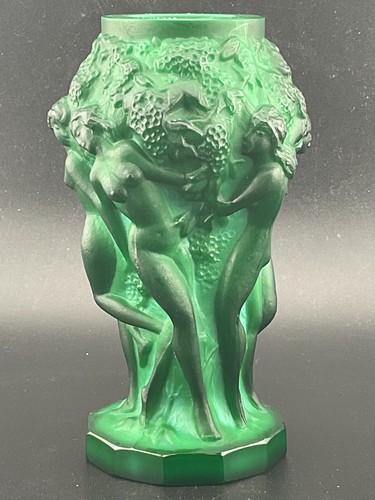 hoffman schlevogt lalique stil Tschechische Malachit Glas Vase