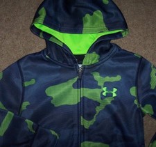 NWT Under Armour FULL ZIP Blue/Lime Hyper Green CAMO Hoodie Jacket 4 Boys LOGO