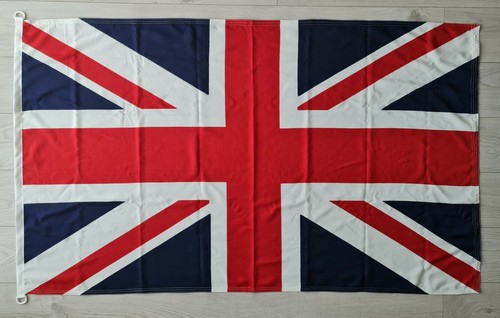 Union Jack flag MoD approved dyed sewn around 5x3ft white D clips UK cotton like - Picture 3 of 4