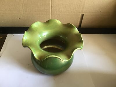 Frühe Moorcroft grüne Ouster mit Rüschen Top 3 3/8'' hoch 4 3/4'' quer Top