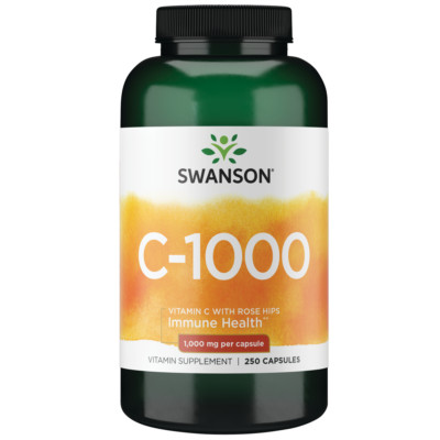 Swanson Vitamin C with Rose Hips Capsules, 1,000 mg, 250 Count