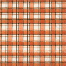 Boston International - 3-Ply 6.5" Lunch Napkins 20 Count - Orange & Grey Plaid