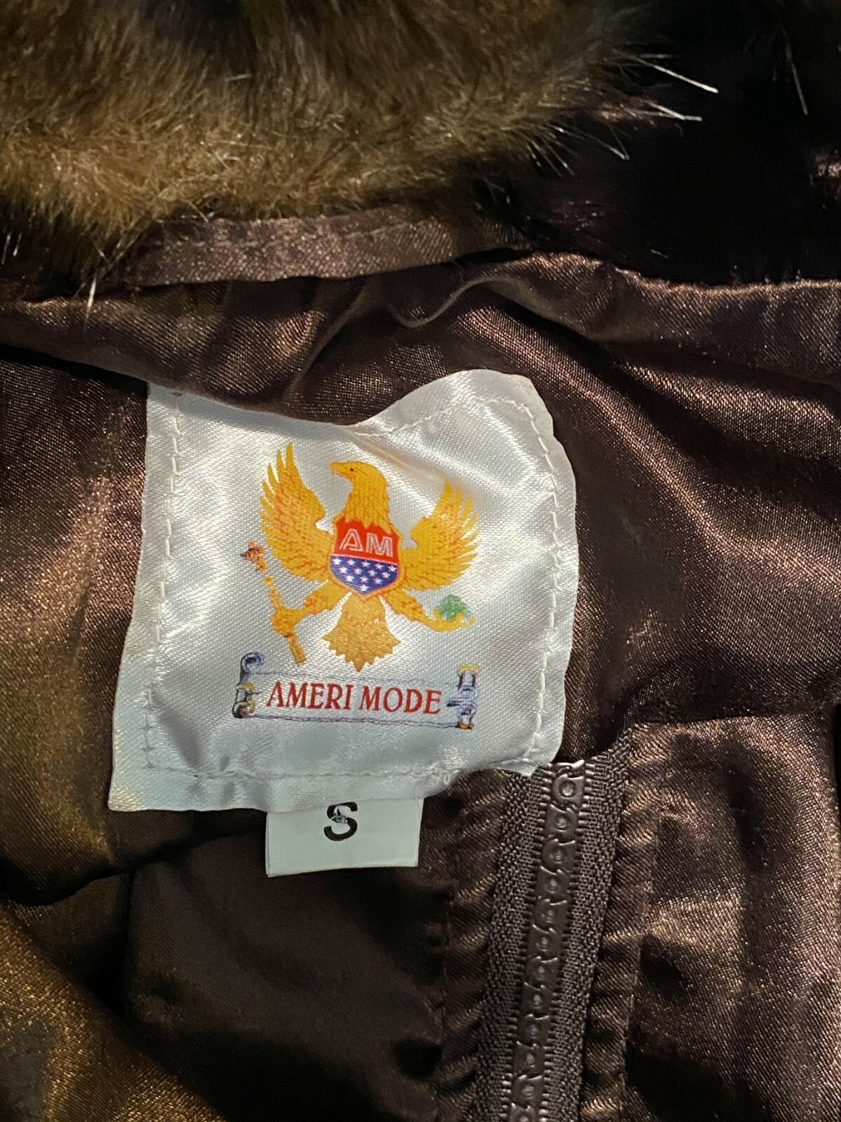 Ameri Mode S Chocolate Brown Faux Fur Detachable … - image 6