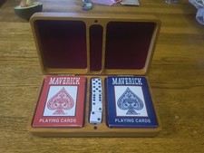 Wilderness Woods wooden box with playing cards and dice (Made in USA, )