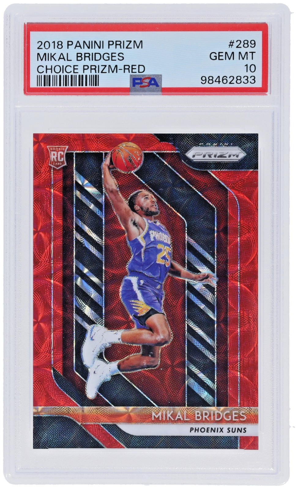 2018 Panini Prizm Choice Red #289 Mikal Bridges /88 RC ROOKIE PSA 10