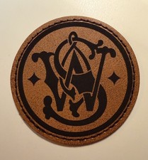 Smith Wesson Iron on Round Leather Patch 2.5 Custom