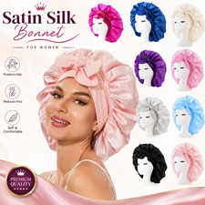 Silk Bonnet Adjustable Bonne For Sleeping Hair Bonnet With Tie Band UK Free Del