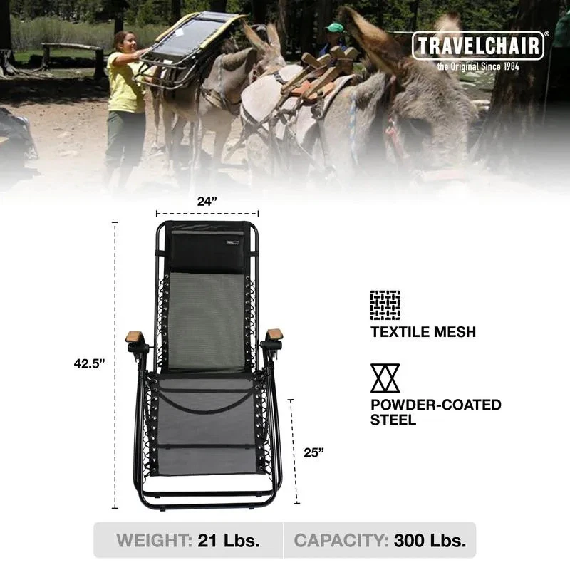 TravelChair Lounge Lizard Black Folding Recliner Chair black - Image 4 of 4