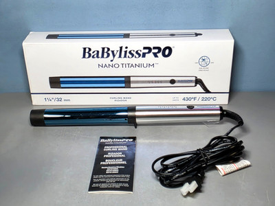 BaByliss Pro Nano Titanium 1-1/4'' (32mm) Curling Wand -Blue, Dual Voltage New