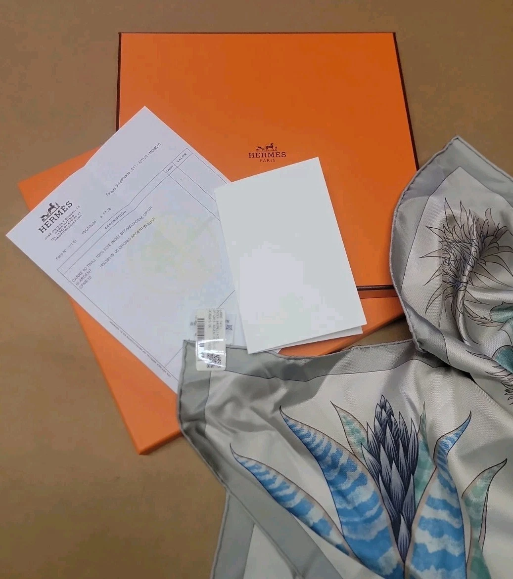 Hermès Hermes Carré 90 Bromelia's Perspective Silk Scarf New W/ Receipt & Box!