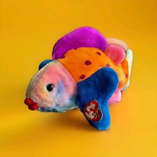 Ty Beanie Buddies Fish LIPS Colorful 1999 Retired Vintage Stuffed Animal 13"
