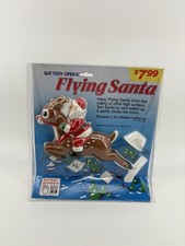 Vintage Battery Operated Flying Santa Reindeer Christmas Decor NIP