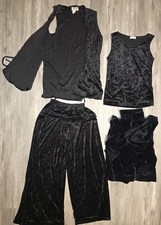 70s Womens Pants Wide Leg Flare Top Velvet Boho Stretch Festive Disco Y2k Retro