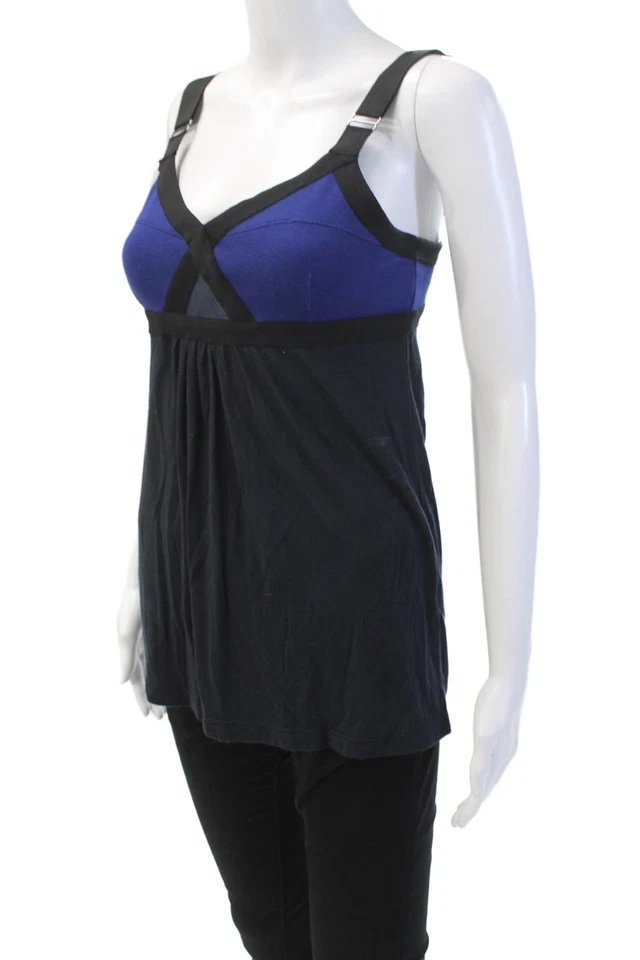 Blusa sin mangas VPL para mujer colorblock detalle reunido blusa negra talla M Foto 2 de 4