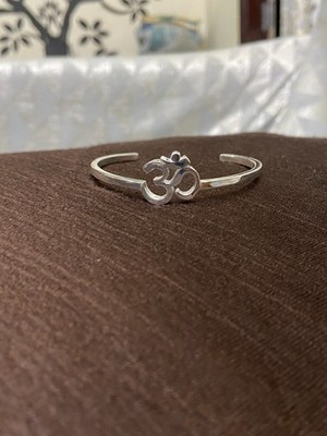 SOLID SILVER OM CUFF BRACELET| HINDU AUM SILVER BANGLE| MEDITATION YOGA GIFT