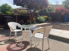Garden Furniture Set Outdoor 3-piece Table And Chairs, white