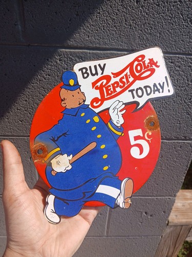 VINTAGE PEPSI-COLA PORCELAIN SIGN BEVERAGE SODA GAS STATION SIGN COKE 10"×6.5".