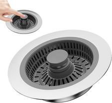 3 in 1 Kitchen Sink Drain Strainer  Sink Stopper, Anti-Clogging Sink Food Catch