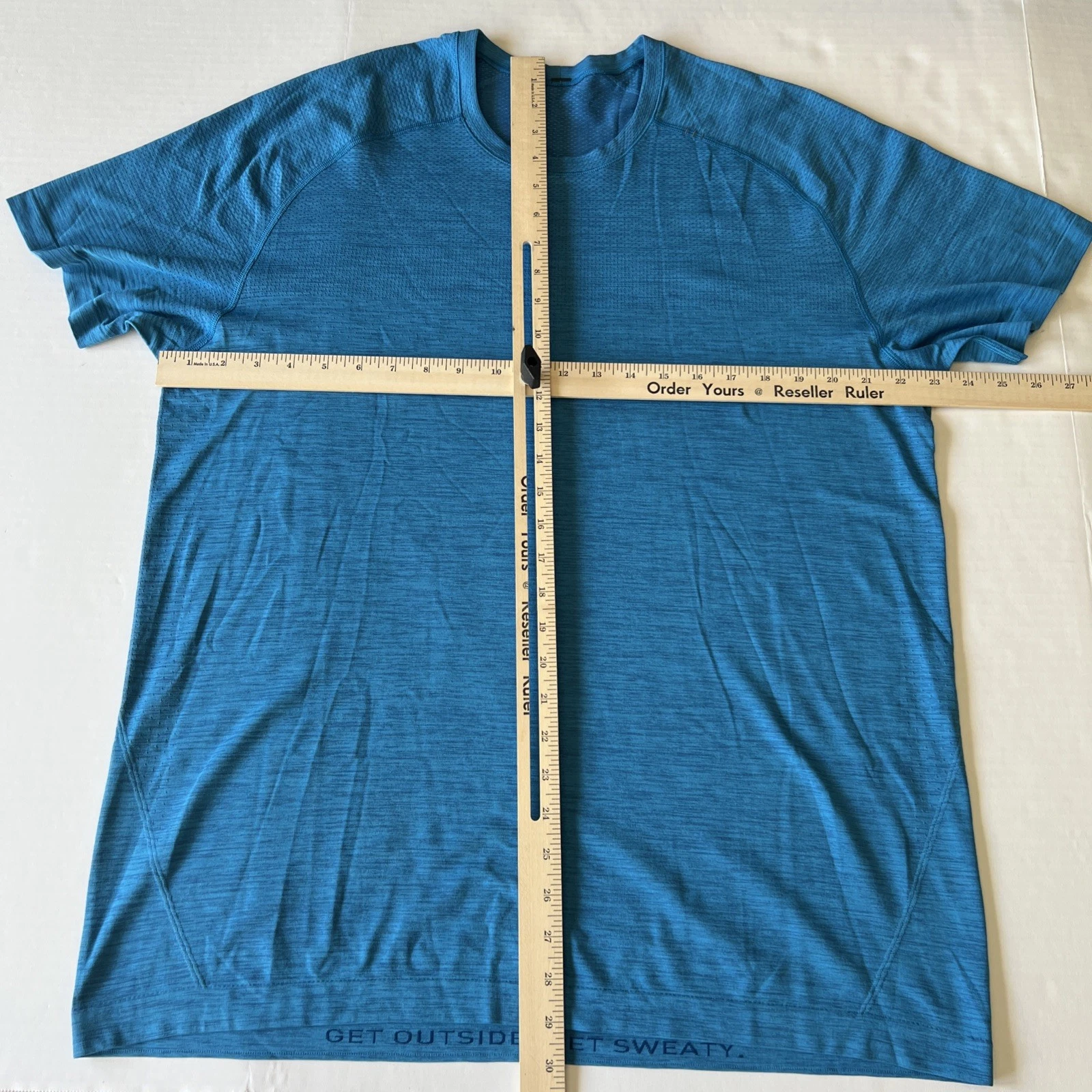 Lululemon T Shirt Men's XL Blue Metal Vent Tech Performance Stretch Athletic Tee
