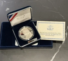 2005-P Chief Justice John Marshall 90% Silver Dollar PROOF Coin Box & COA