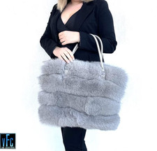 Light Gray Fox Fur Handbag, Handmade Fur Bag, Handbag, Real Fur Handbag, Fur Bag