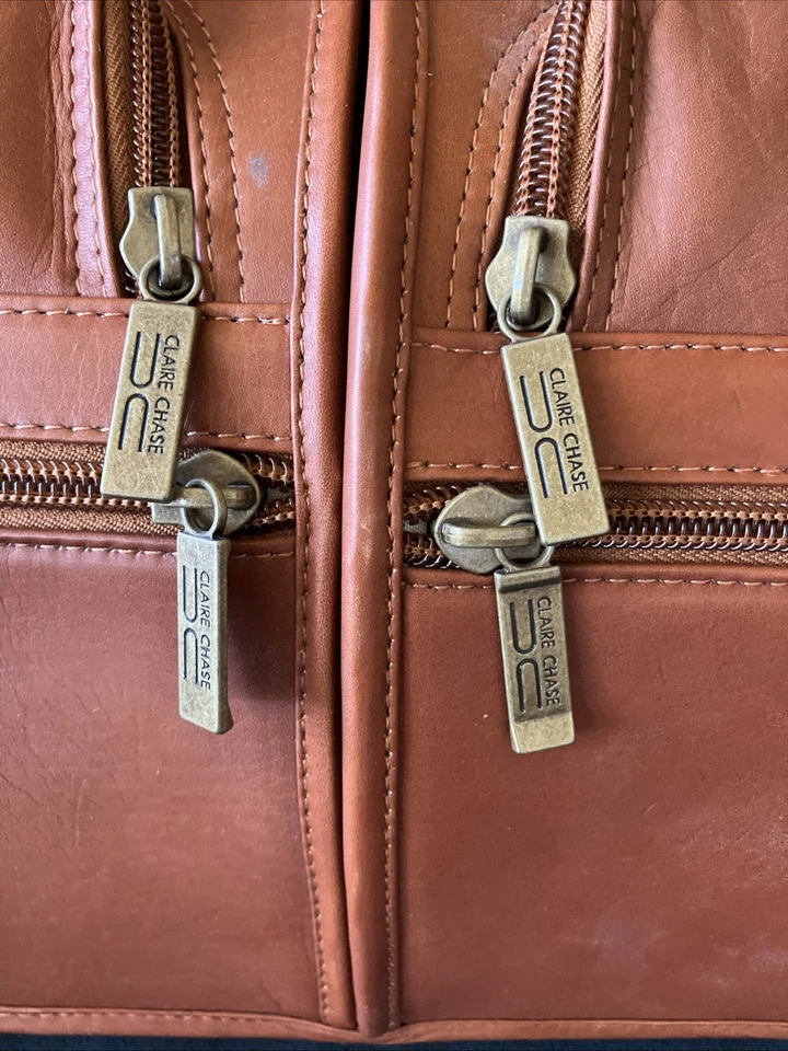 Claire Chase Slimline Top Grain Leather Computer Brief Case - Brown - Image 3 of 4