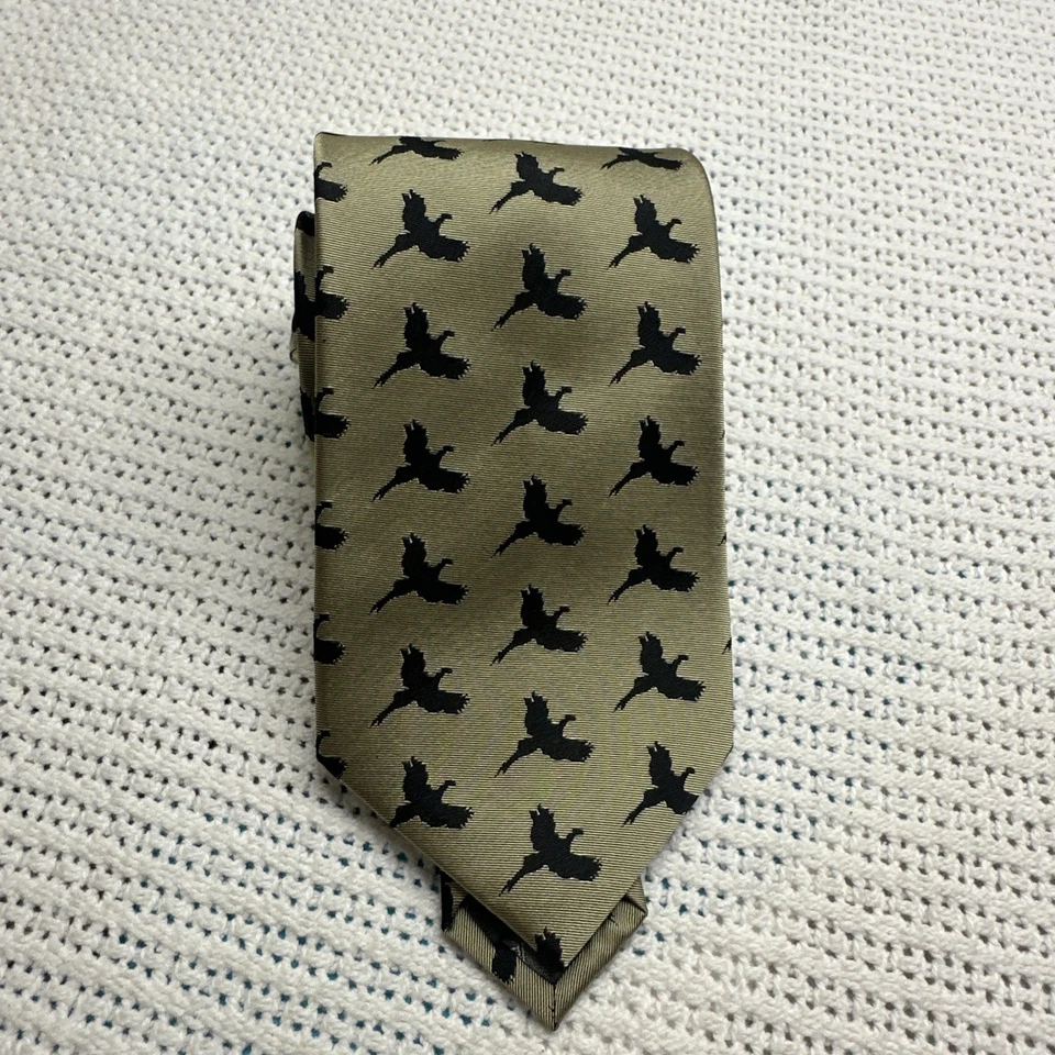 Corbata de seda FOX & CHAVE para hombre - Hecha en Inglaterra silueta de faisán volador caza Foto 2 de 4