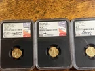 2021 Type 1  Gold American Eagles 1/10oz,  MS70 SIGNED. 3 Gold Coins