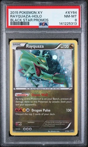 2015 POKEMON XY BLACK STAR PROMO RAYQUAZA XY64 HOLO PSA 8 NM