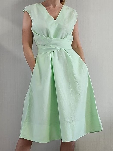Women Hobbs Dress Green Linen 38