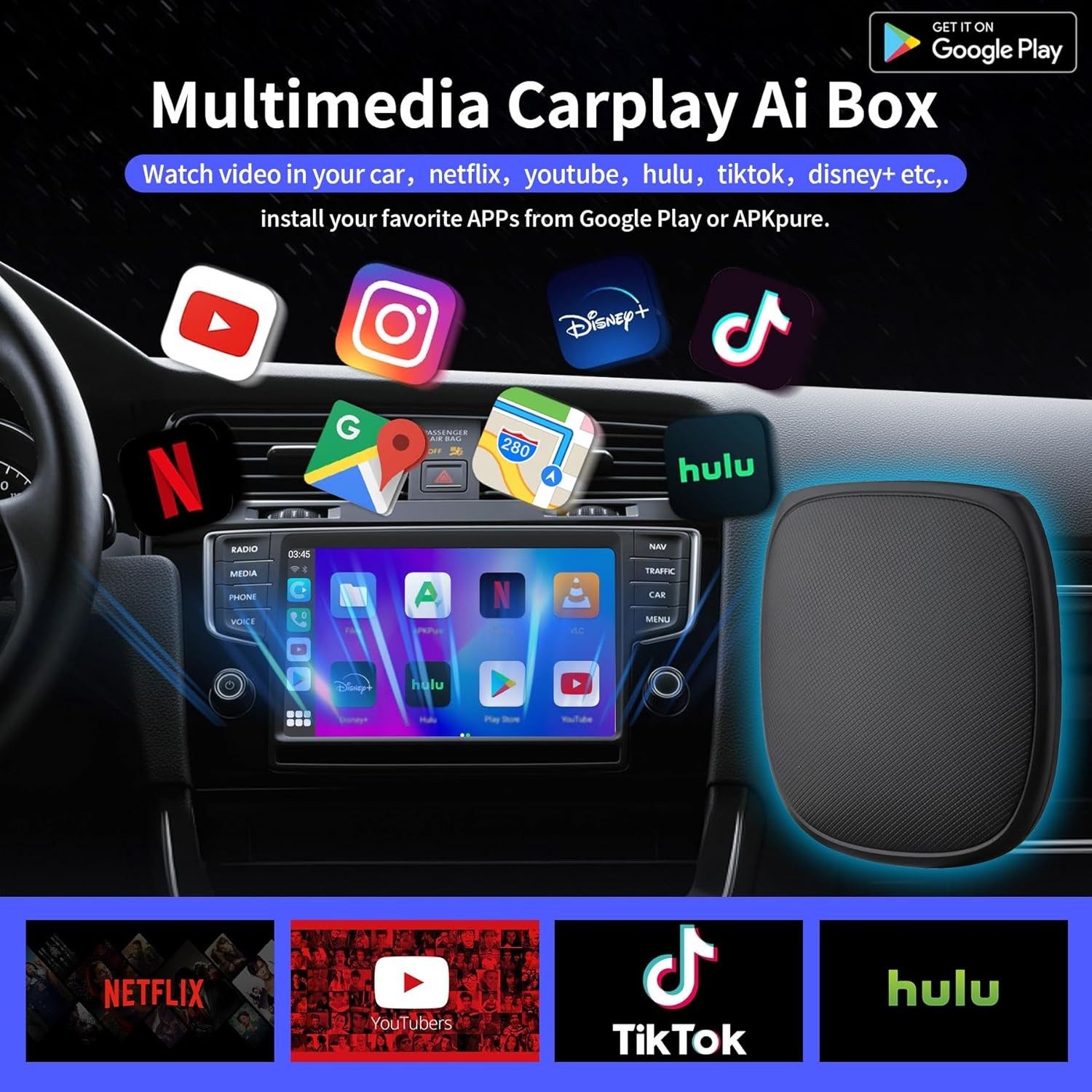 Magic Box 3.0 Max, Support Netflix/Youtube/Hulu/Prime Video/Tf Card Etc., Qualco