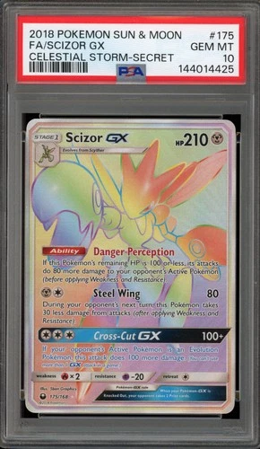 Pokemon Scizor GX Celestial Storm Secret Rare Full Art #175 PSA 10 Gem Mint