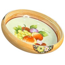 Nippon Vtg  Toki Kasha Company Porcelain Double Handled Fruit Pattern  Plate