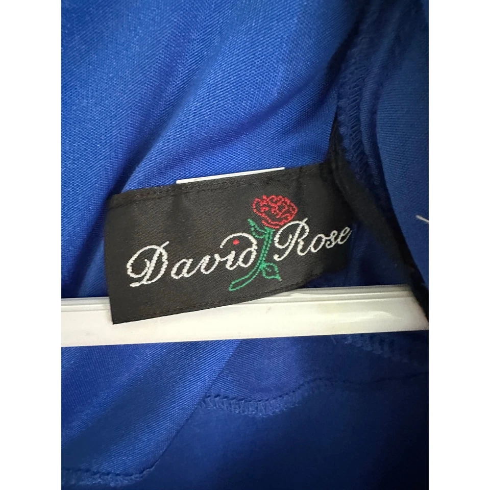 Vestido vintage anos 80 Dynasty azul cobalto tamanho 10 drapeado comprimento midi festa sexy - Imagem 2 de 4