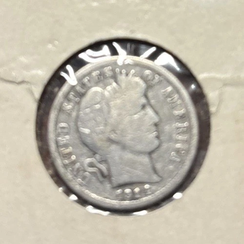 1914 D  BARBER SILVER DIME 10C Tough Date Full Liberty See Photos