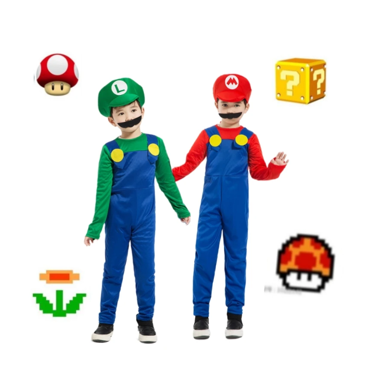 Déguisement Mario plombier Luigi Costume complet Taille 4/6 ans Neuf - Vêtements