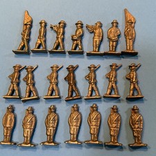 1920s Grey Iron  Cast Iron Soldiers 21 Pcs 1 3/4" semi flat antique