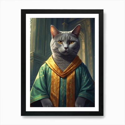 Katze im Gewand Kunstdruck gerahmt Wandbild Poster Leinwanddruck Bild