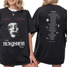 Lady Gaga 2025 Mayhem Tour Shirt Black Tee Cotton Full Size S to 5XL Holiday Gif