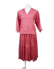 Vintage Handmade Western Praire Skirt Blouse Set Micro Pleat Ruffle Pioneer Wear