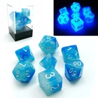 Bescon Gemini Glowing Polyhedral Dice 7pcs Set ICY Rocks, Luminous Icy Rocks