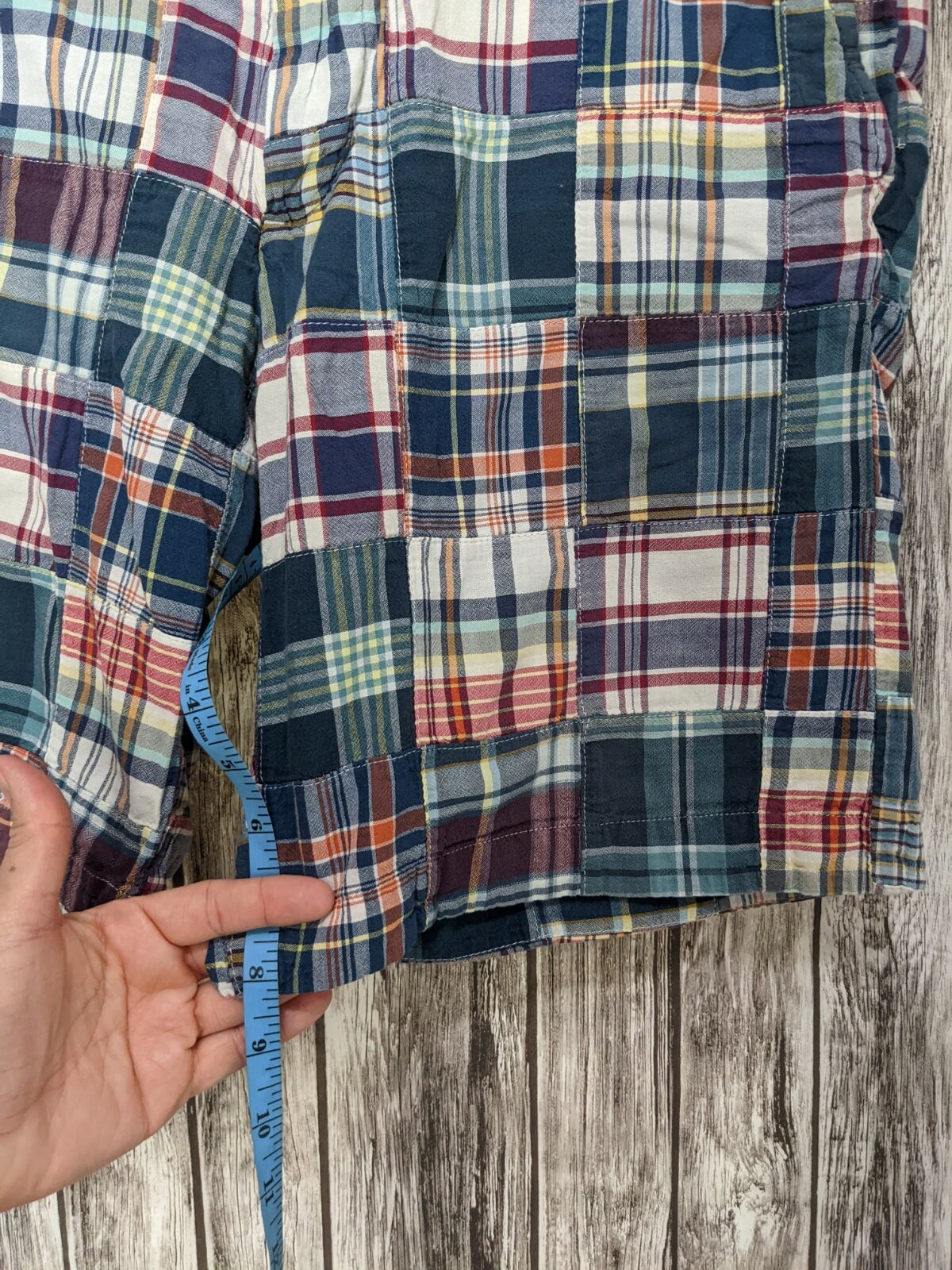 Men's Blue Multicolored J.Crew Patchwork Flat Fro… - image 11