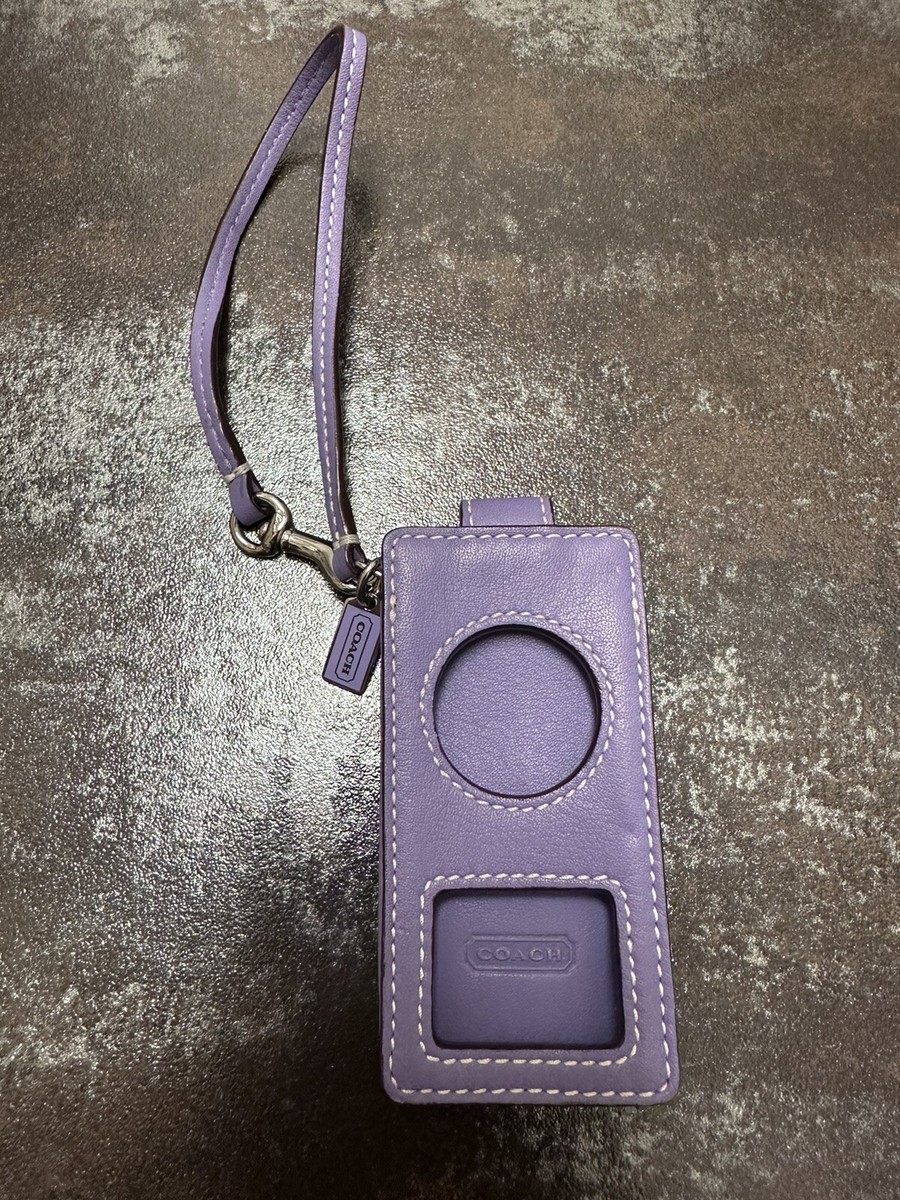 C COACH iPod Nano Case Wristlet Purple Leather Excellent Condition 