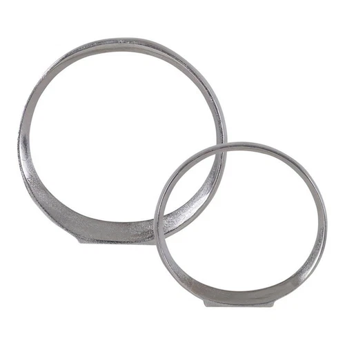Uttermost Orbits Contemporary Aluminum Ring Sculptures in Nickel (Set of 2) - Picture 1 of 4