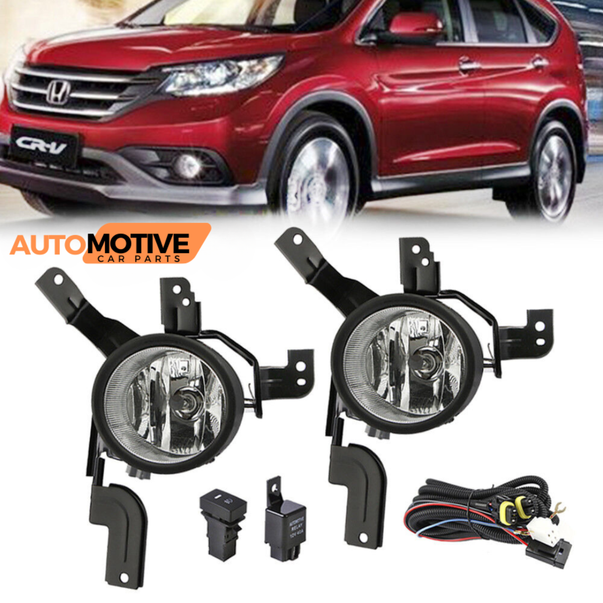 For 2007-2009 Honda CR-V CRV Fog Light Clear Lamp Wiring+Switch