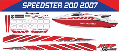 SEADOO SPEEDSTER 200 2007 TWIN 510HP GRAPHICS /DECAL / Sticker KIT RED