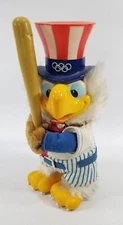Sam The Olympic Eagle Baseball Mascot Plastic Hat Bat Face Feet Plush Outfit