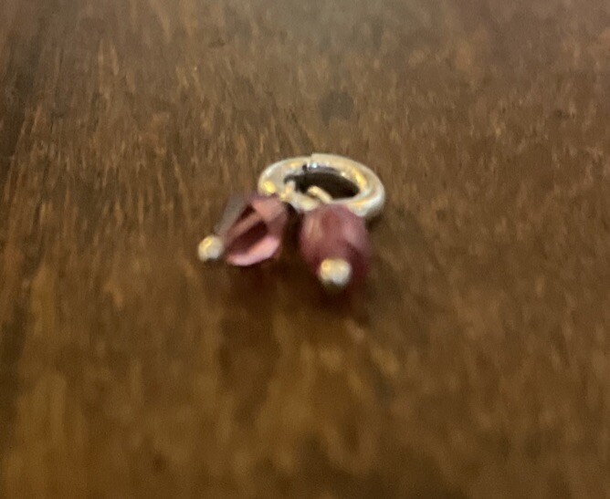 Sterling Silver Double Ruby Charm Pendant 925 - image 2